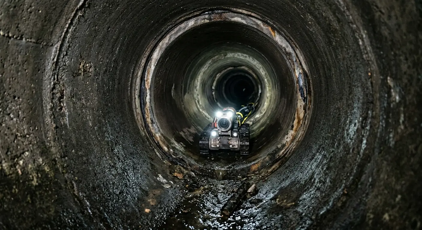 Robotic sewer camera inspecting pipe interior for Drain Snake Service in Brunswick